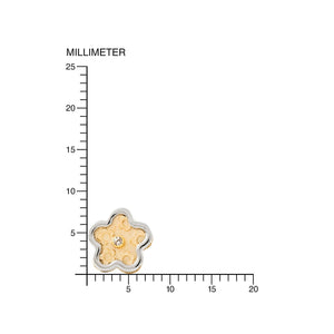 Pendientes Niña oro Bicolor margarita textura con circon (9kts)