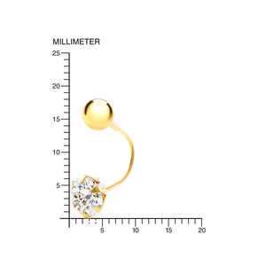 Pendientes Oro doble con bola 5 mm y Circon (9kts)