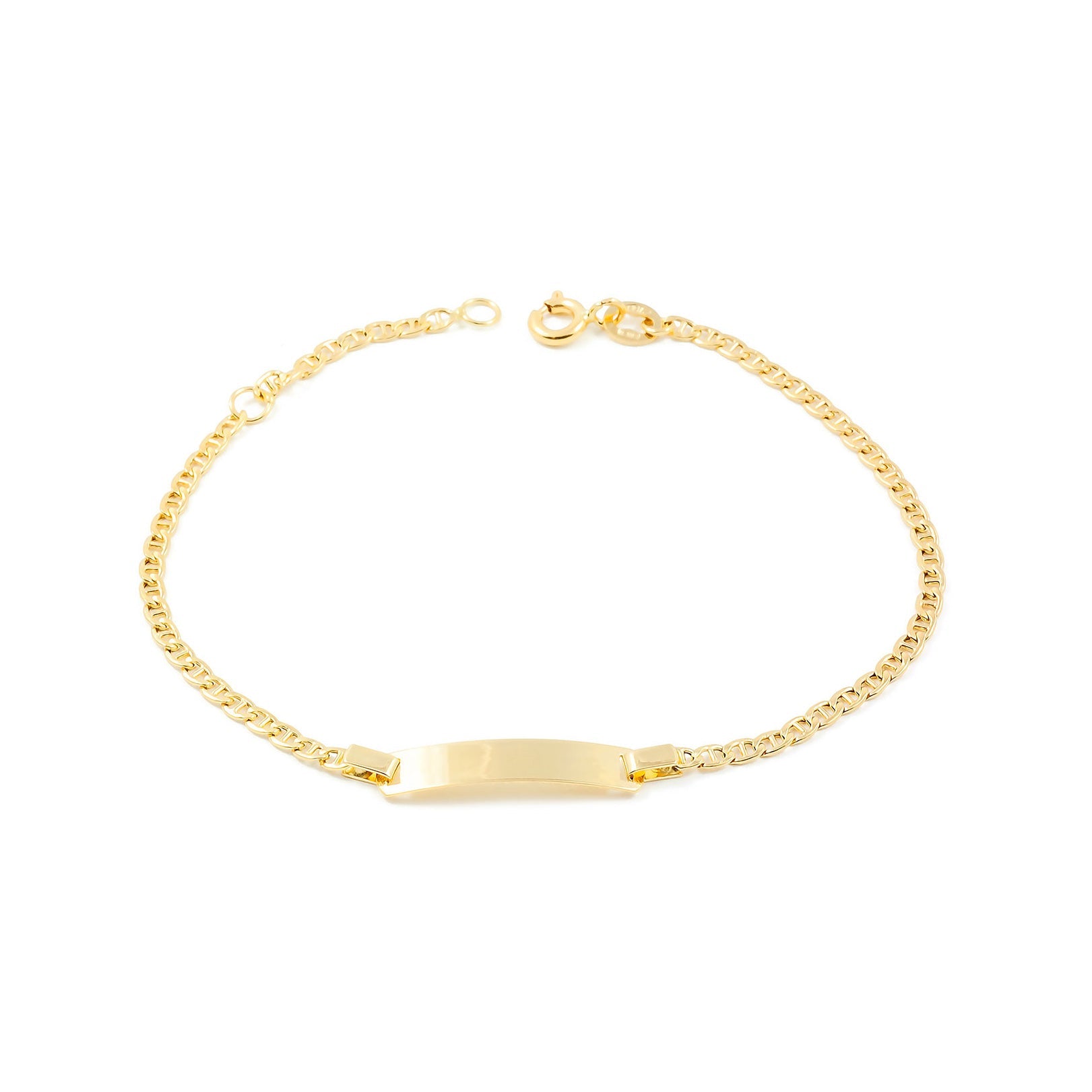 Pulsera Niña Oro Amarillo 18K Personalizada Esclava Ancla Brillo 16 cm