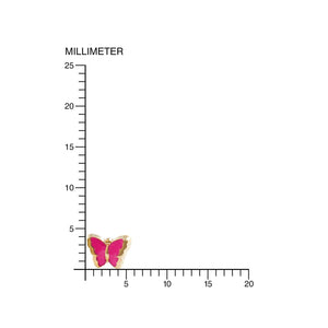 Pendientes Bebe o Niña Oro Mariposa Esmaltada Rosa Intenso
