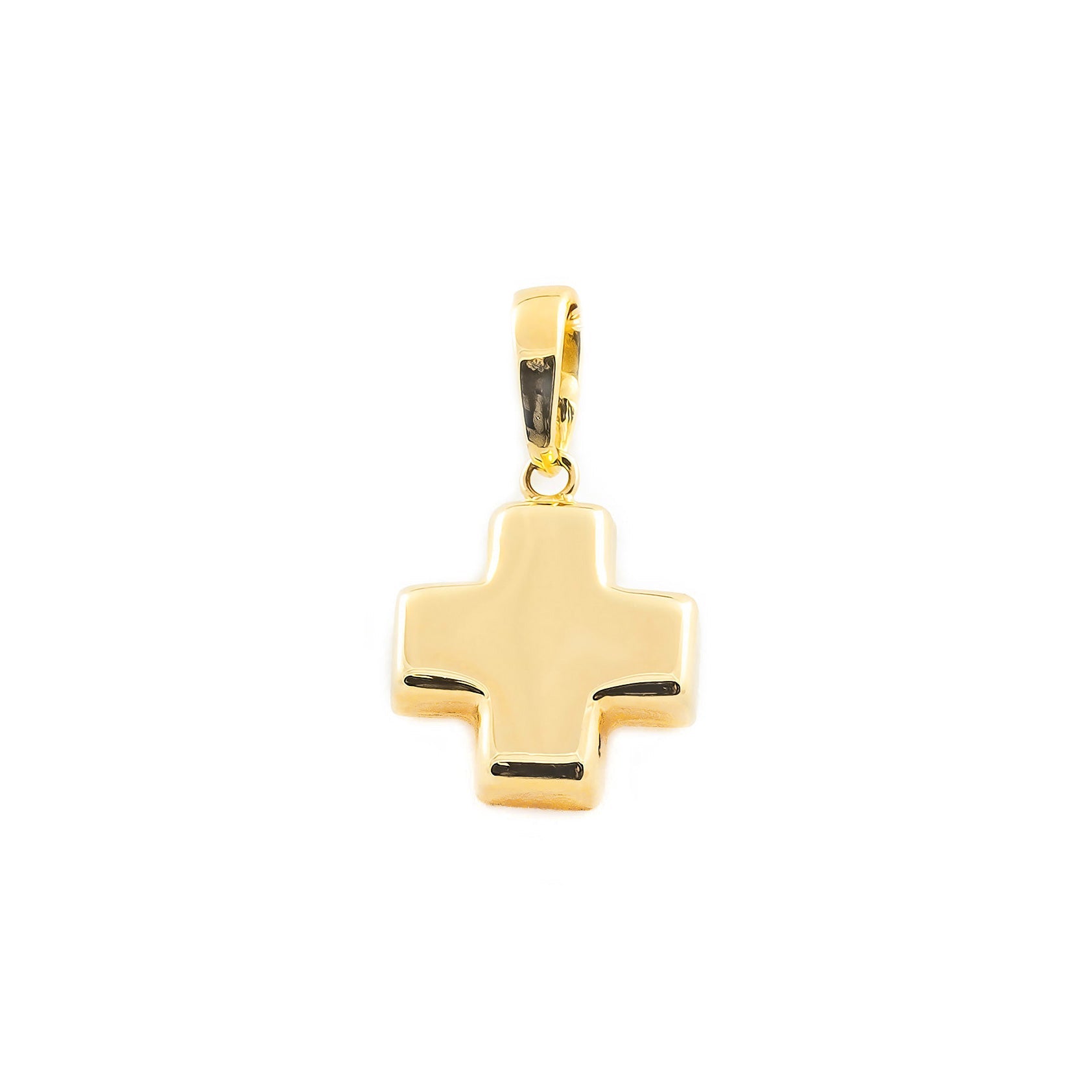 Cruz Oro Amarillo 18K Cuadrada Brillo 12 x 12 mm