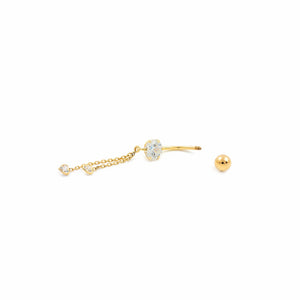 Piercing Oro Ombligo garra 6 mm cadena corazones (9kts)
