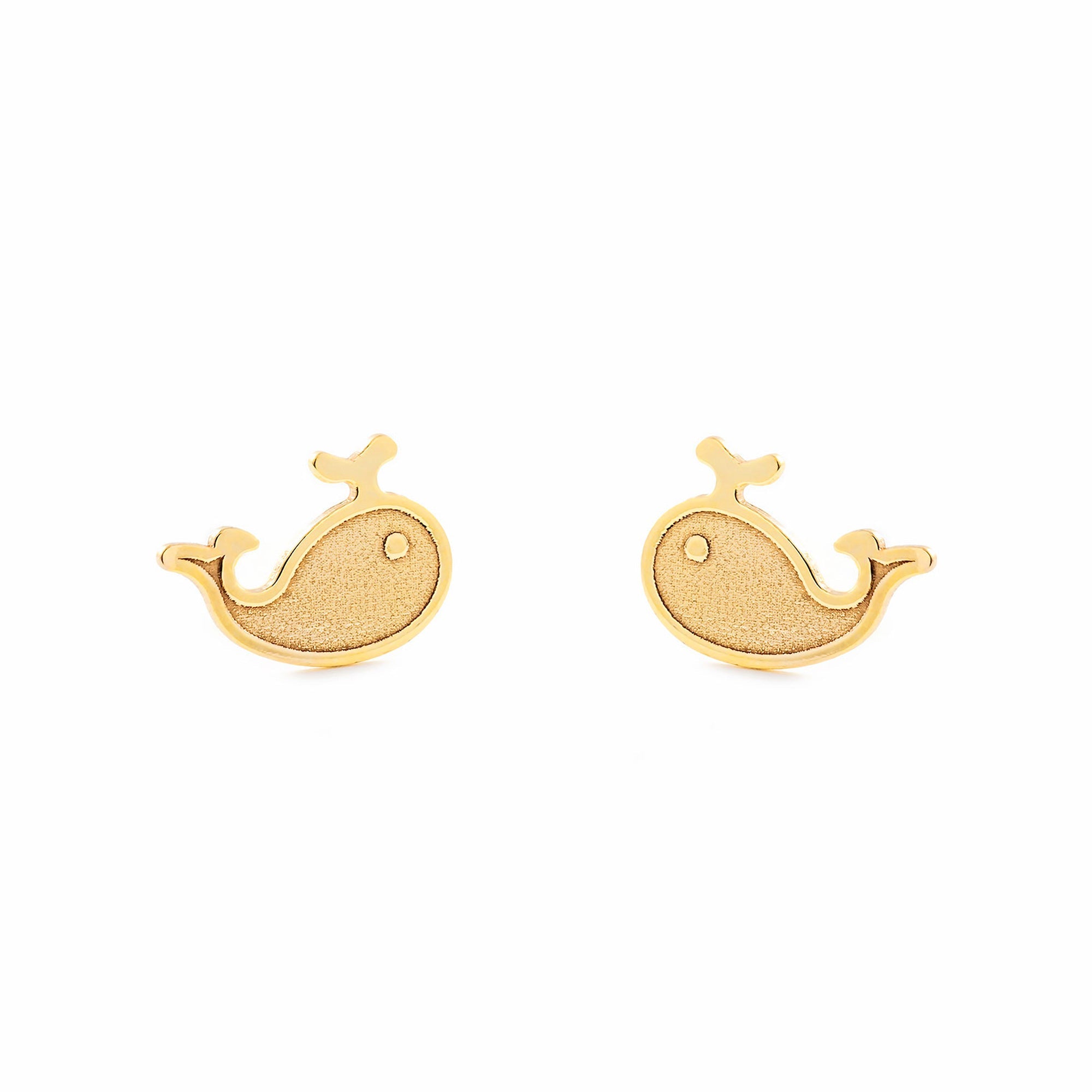 Pendientes Niña Oro Amarillo 9K Liso Ballena Brillo