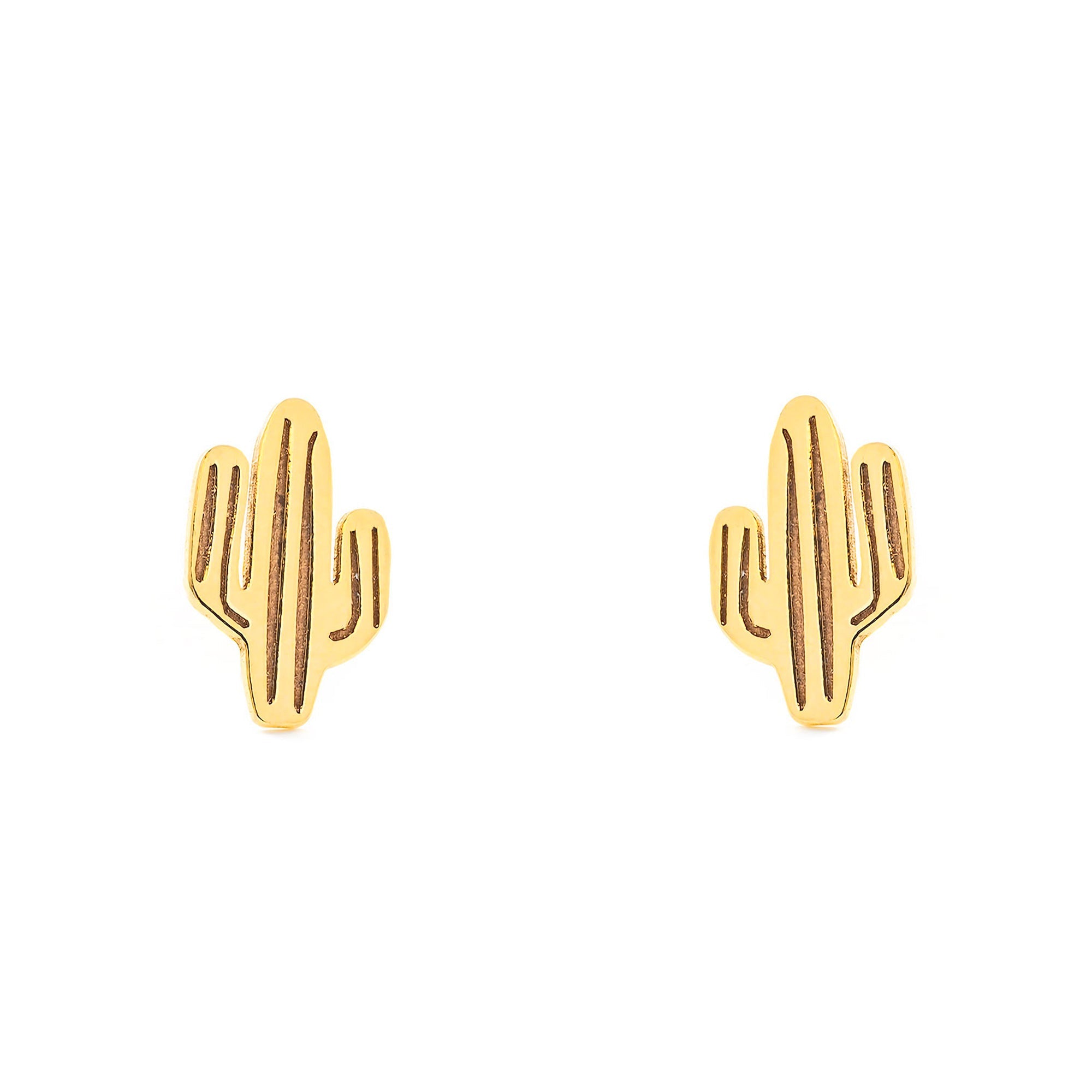Pendientes Niña Oro Amarillo 9K Liso Cactus Brillo