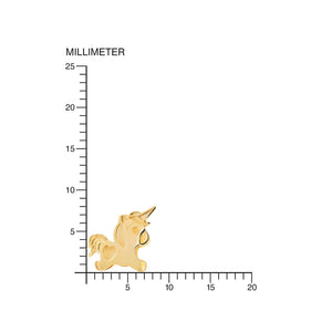 Pendientes Oro Niña Unicornio corazon calado mate y brillo (9kts)