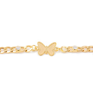 Pulsera Oro amarillo mariposas y circonitas (9kts)