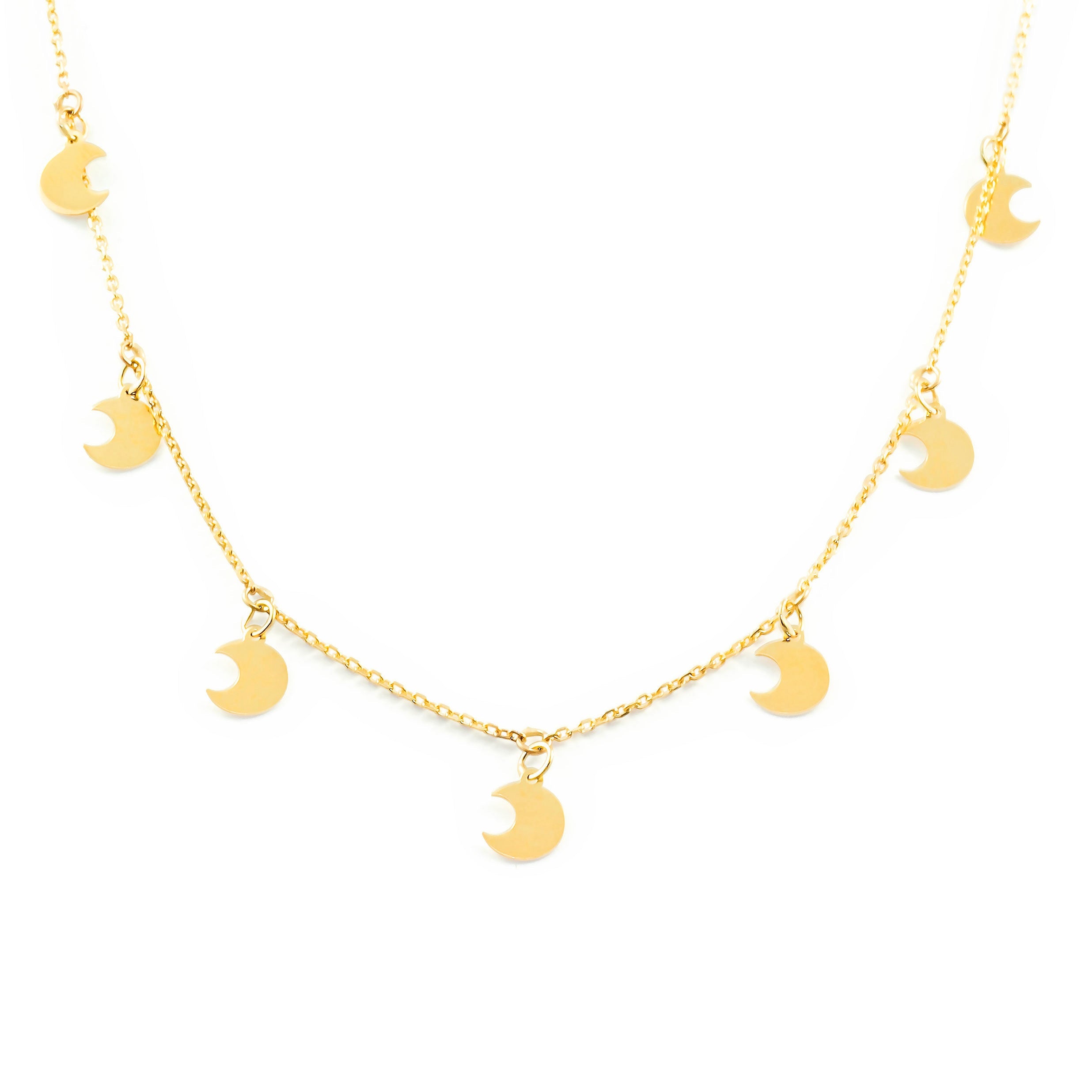 Collar Mujer Oro Amarillo 9K Lunas Brillo