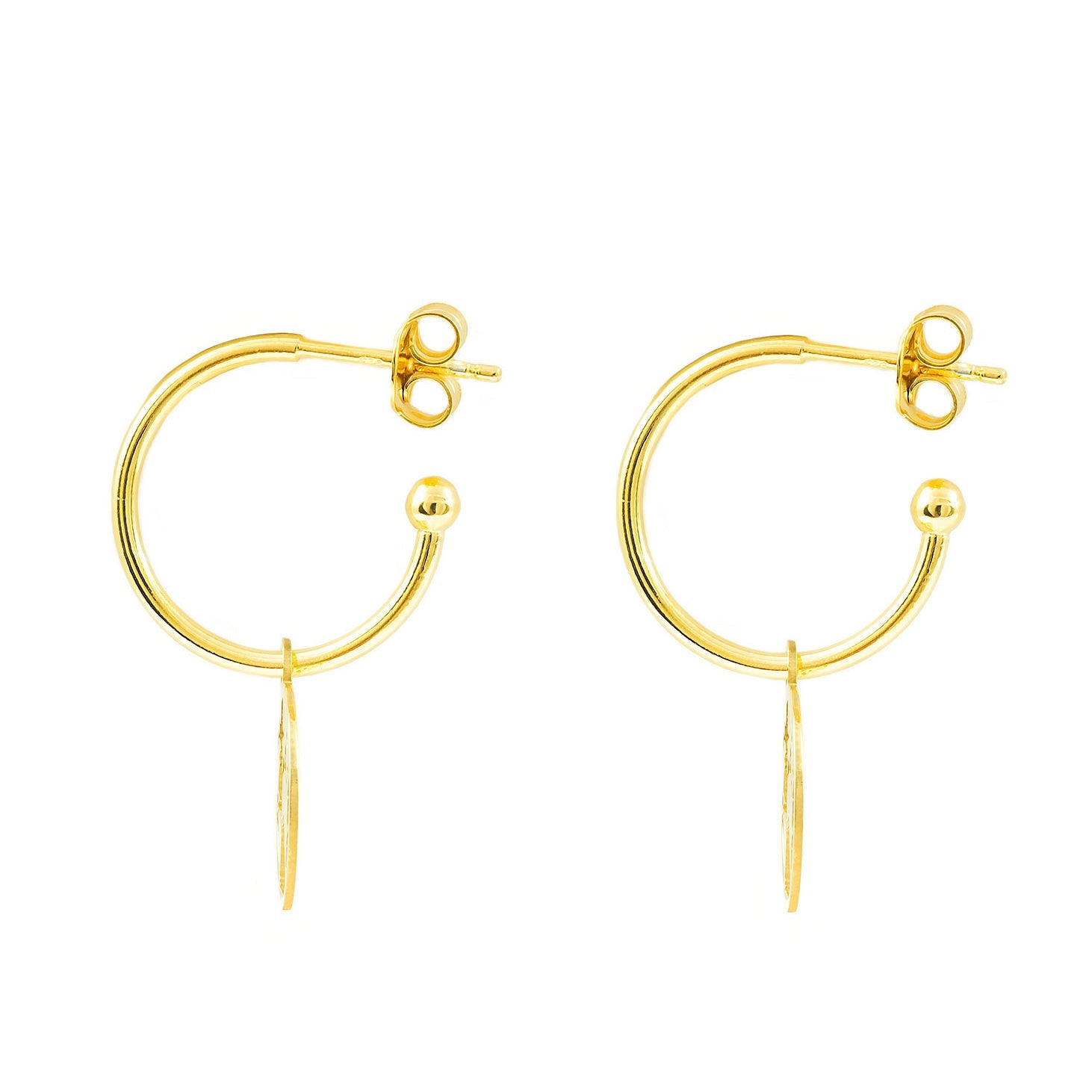 Pendientes aro dorado con mundo calado