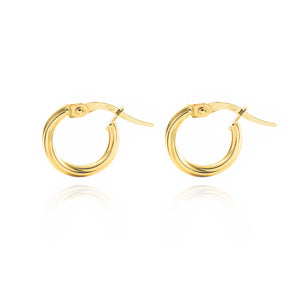 Pendientes Niña Oro Aro Liso Reliado 12(8)X2 mm