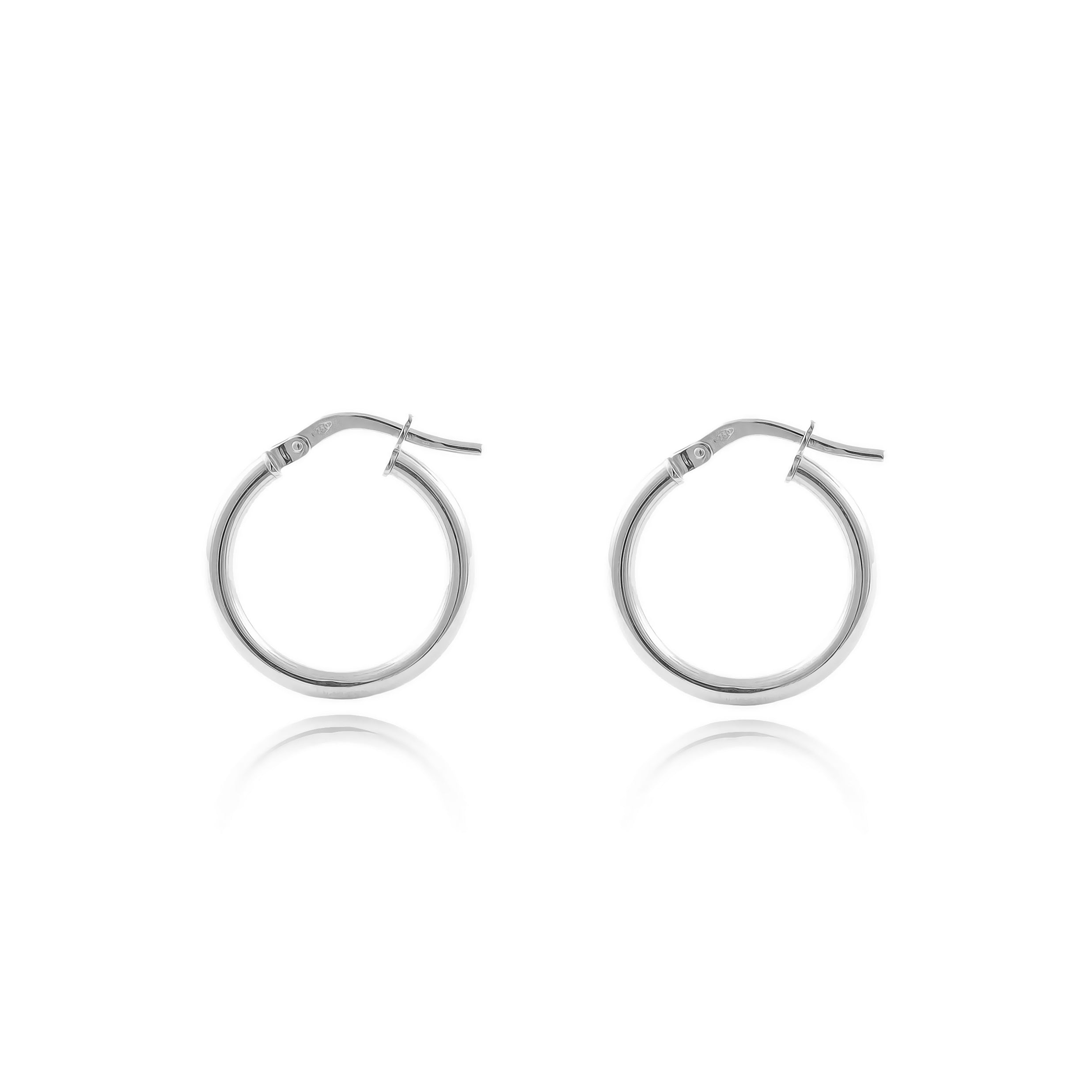 Sterling Silver Shiny Round Hoop Earrings 15 x 2 mm