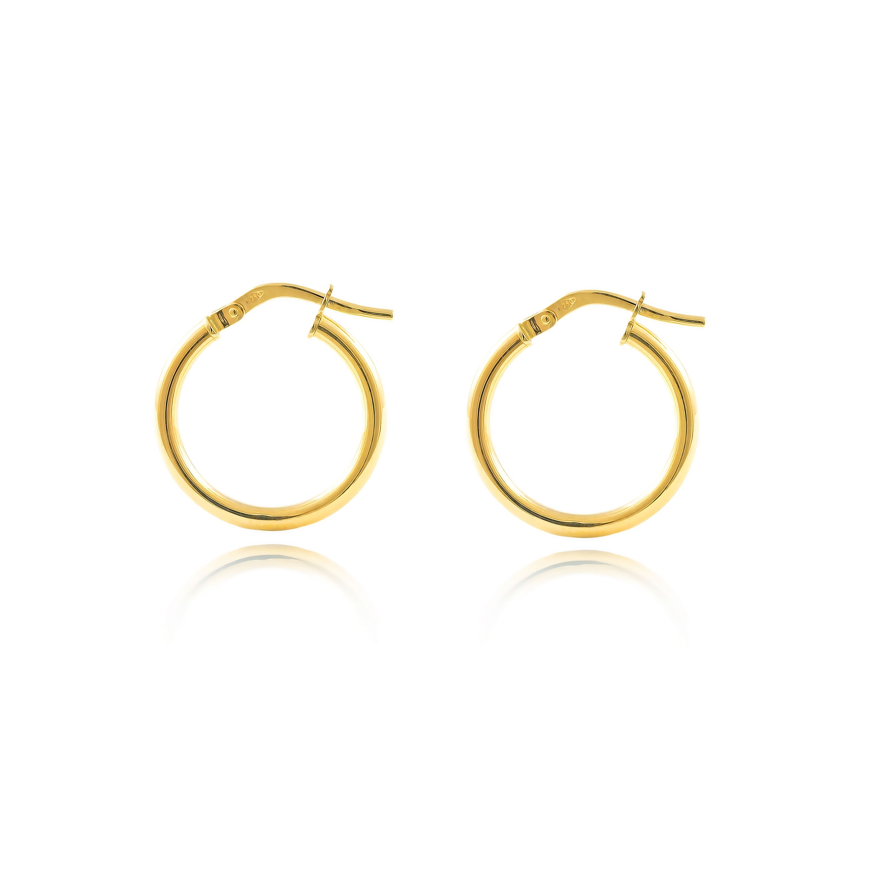 Sterling Silver Golden Shiny Round Hoop Earrings 19 x 2 mm