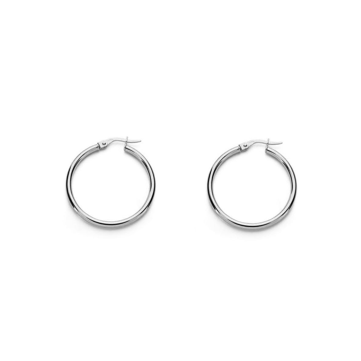 Sterling Silver Shiny Round Hoop Earrings 24 x 2 mm