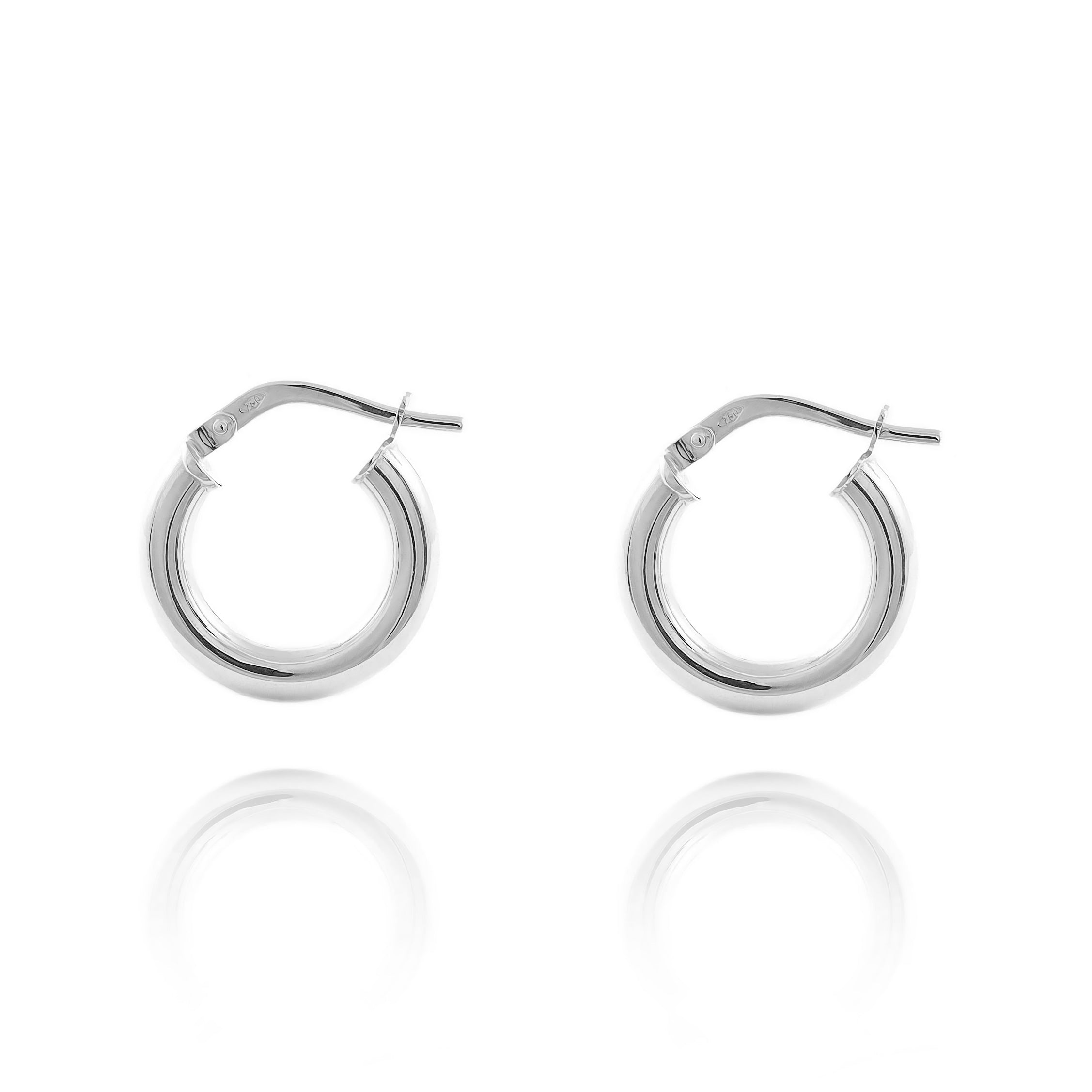 Sterling Silver Shiny Round Hoop Earrings 16 x 3 mm