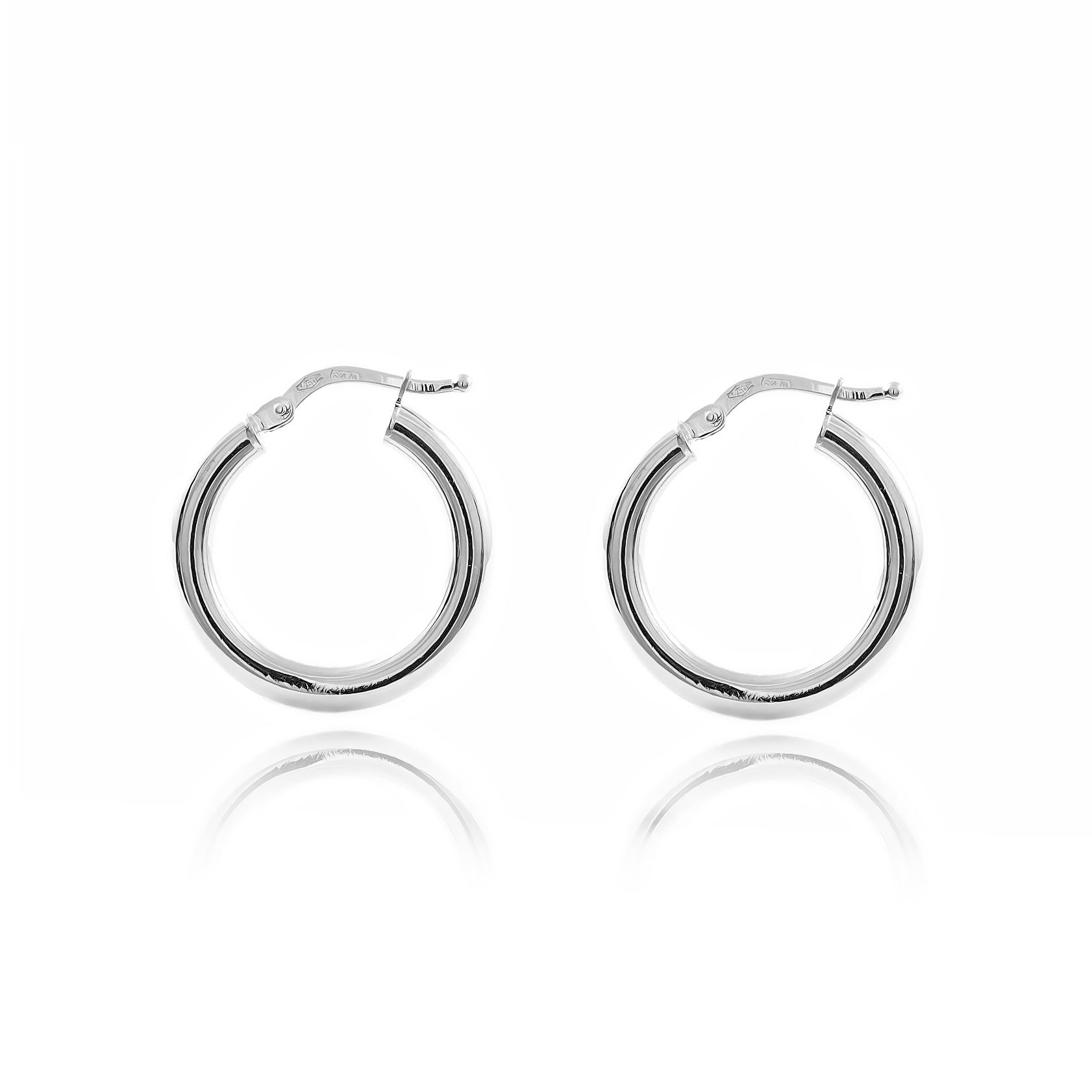 Sterling Silver Shiny Round Hoop Earrings 21 x 3 mm