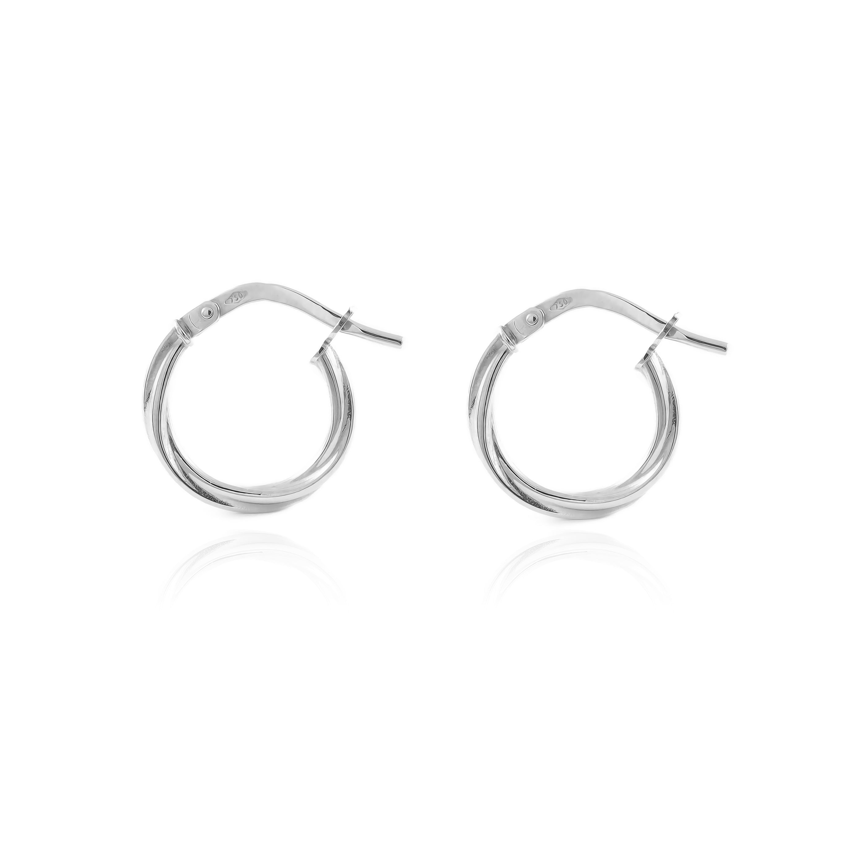 Sterling Silver Shiny Relied Round Hoop Earrings 15 x 2 mm