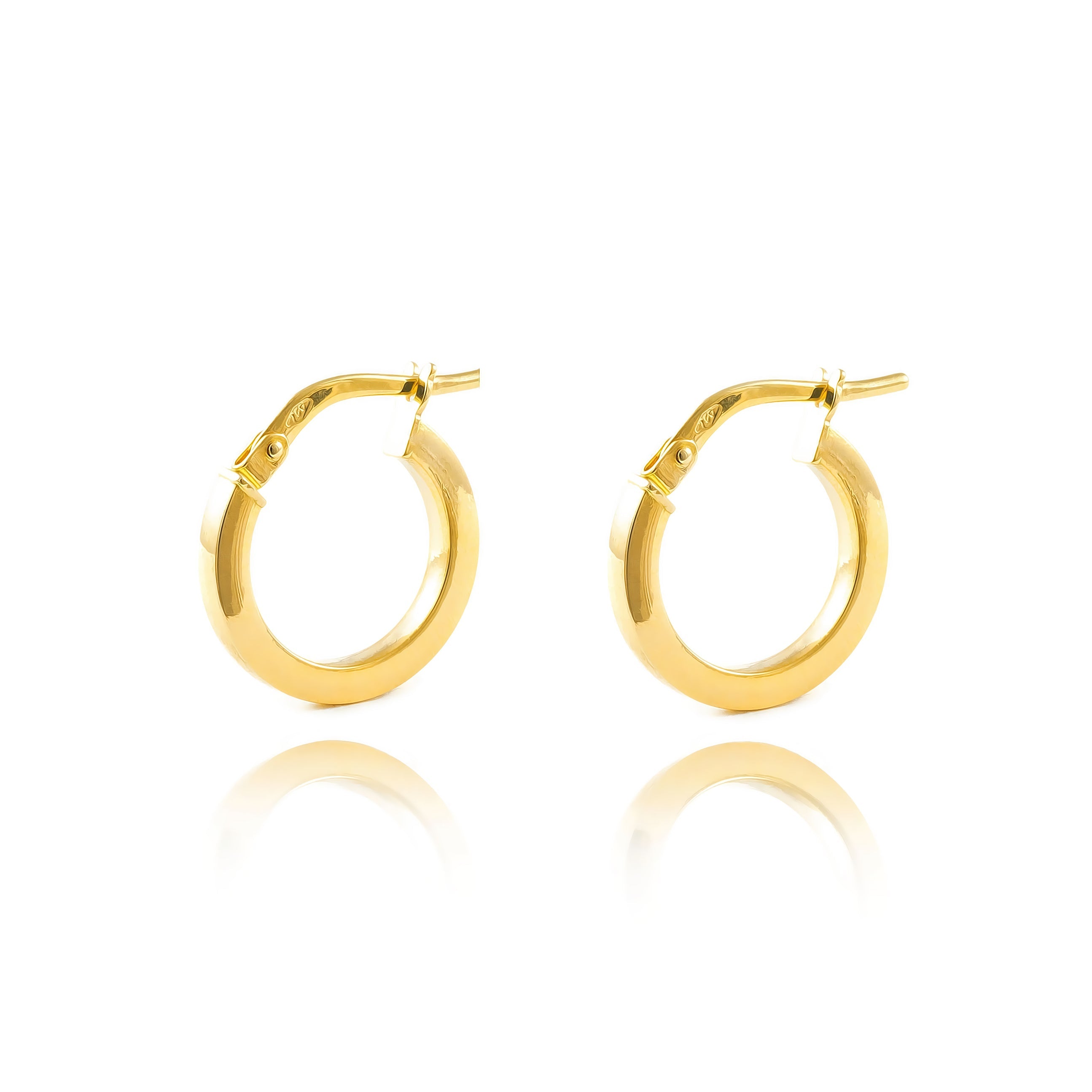 Pendientes Plata de Ley Dorado Aros Cuadrados Brillo 15 x 2 mm