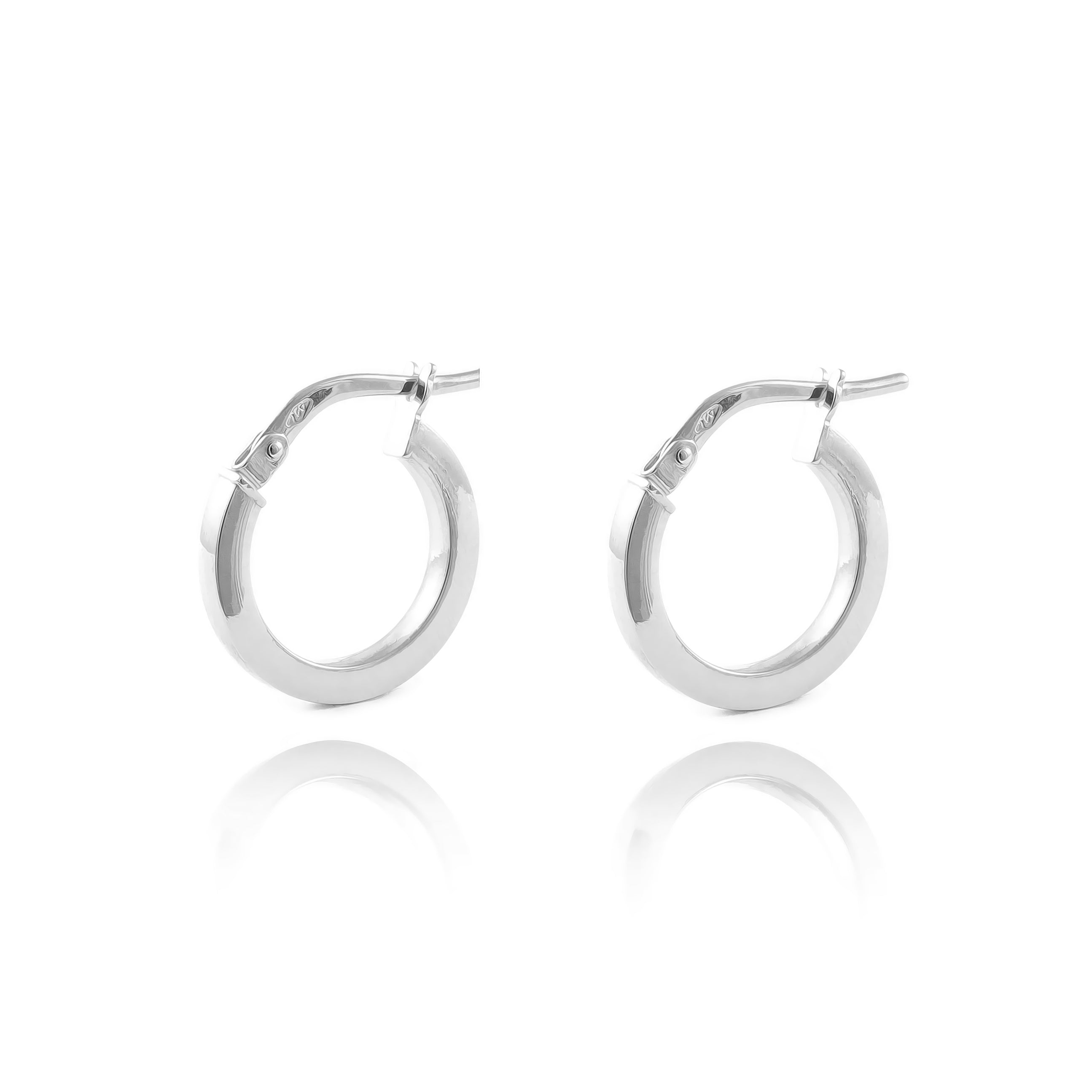 Pendientes Plata de Ley Aros Cuadrados Brillo 15 x 2 mm