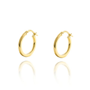 Pendientes Plata Aros dorados cuadrados Lisos 19x2 mm
