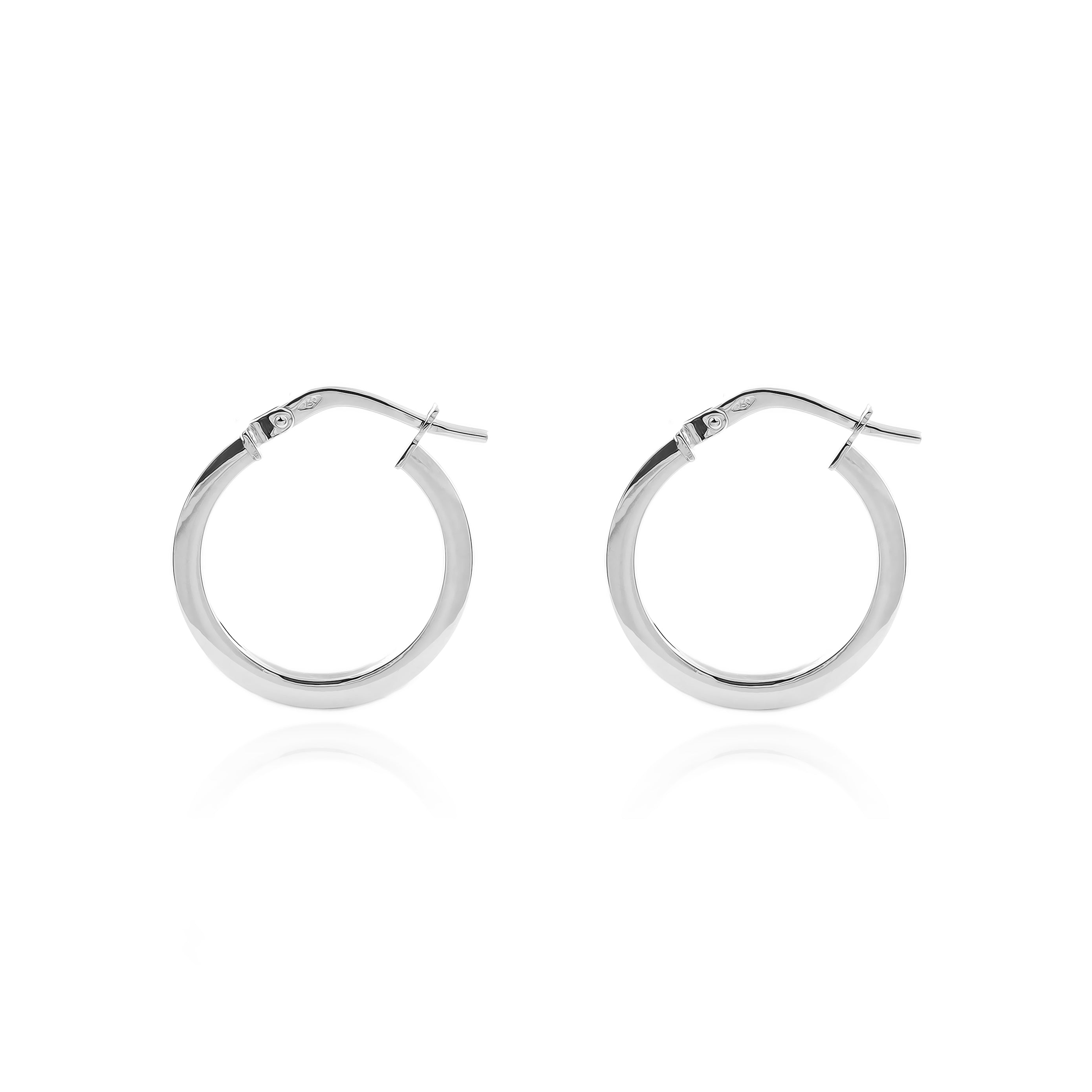 Pendientes Plata de Ley Aros Cuadrados Brillo 19 x 2 mm