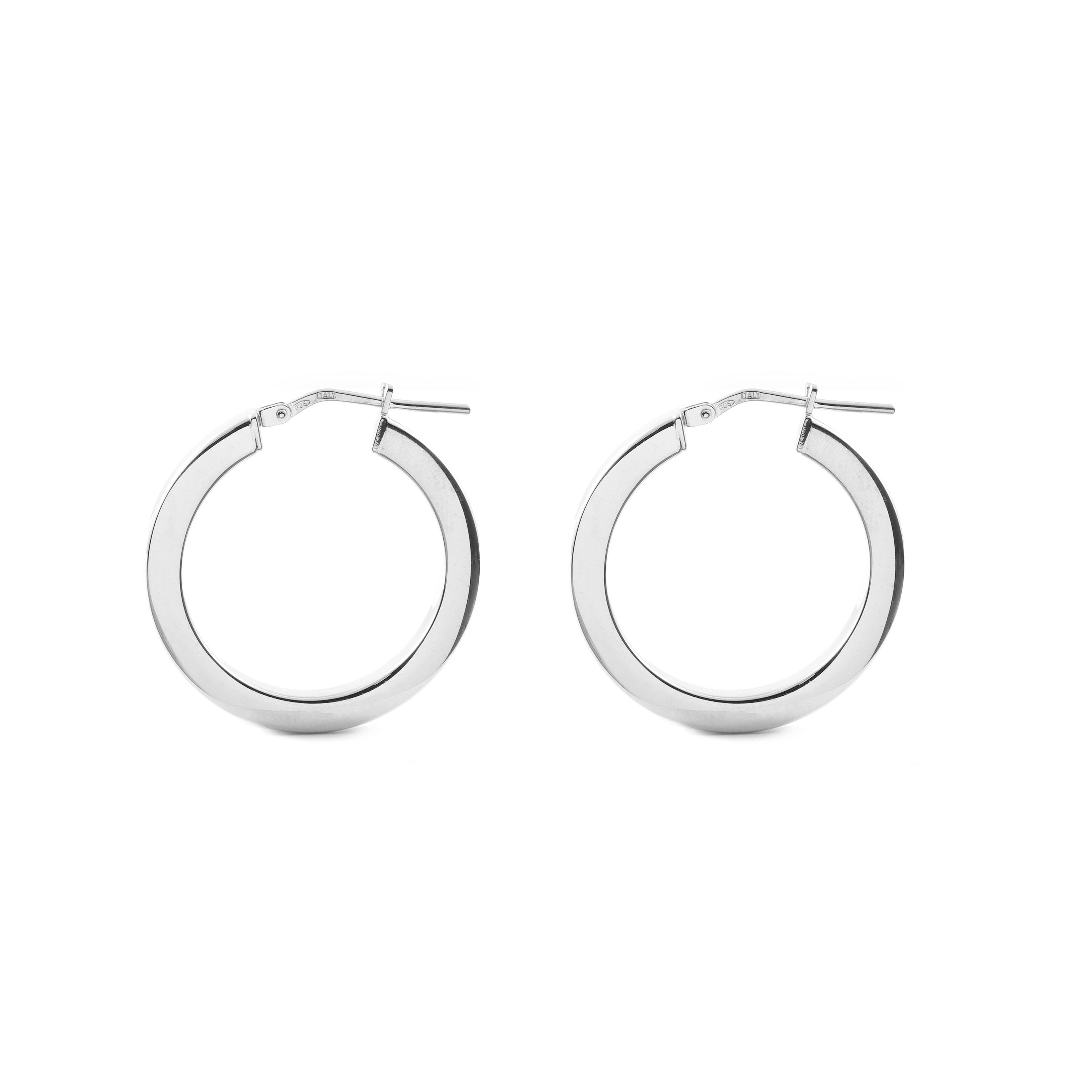Pendientes Plata de Ley Aros Cuadrados Brillo 21 x 3 mm