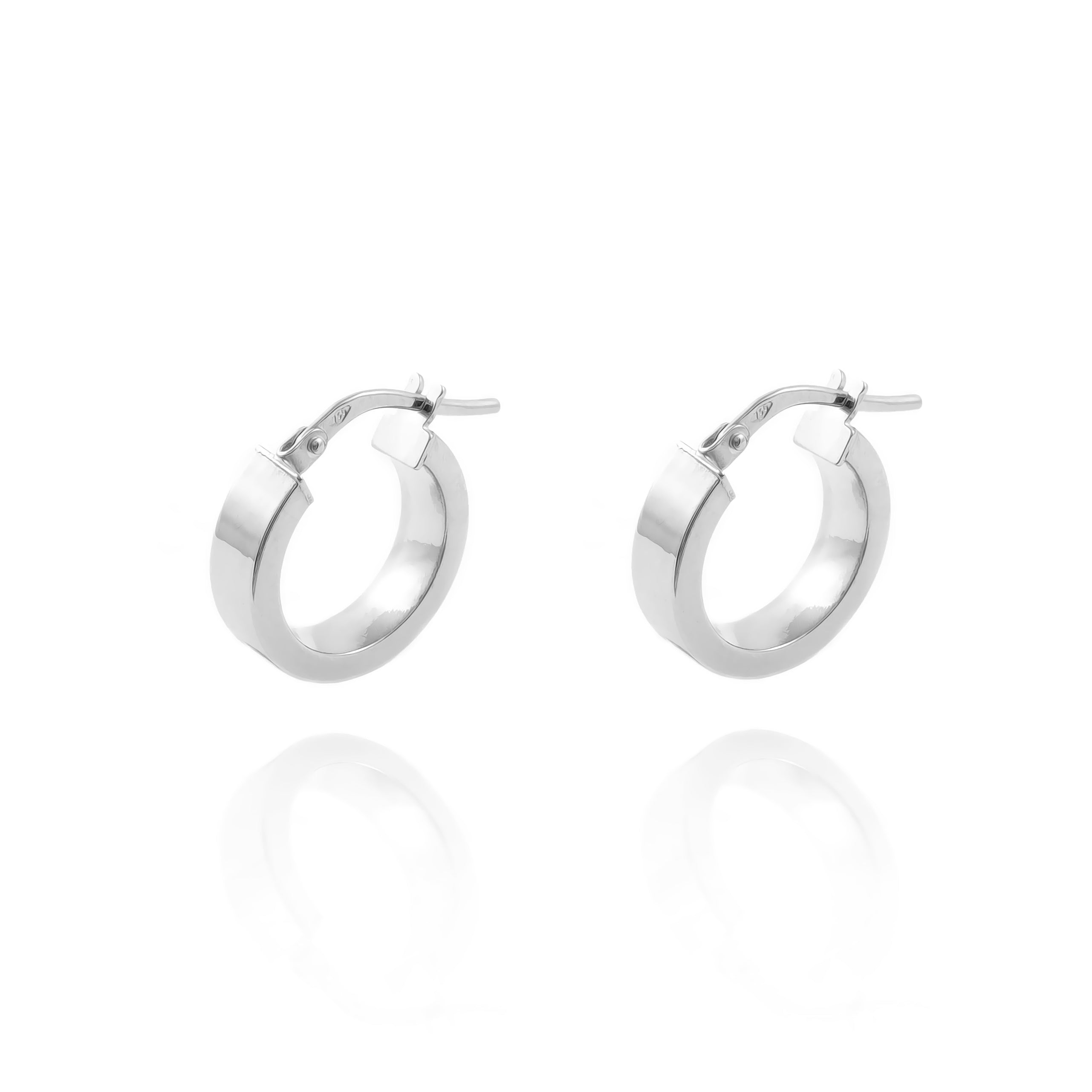 Pendientes Plata de Ley Aros Rectangular Brillo 15 x 4 mm