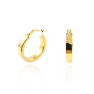 Pendientes Plata Aros dorados rectangulares Lisos 21x4 mm