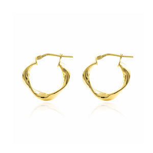 Pendientes Plata Aros dorados reliados brillo 21x4 mm