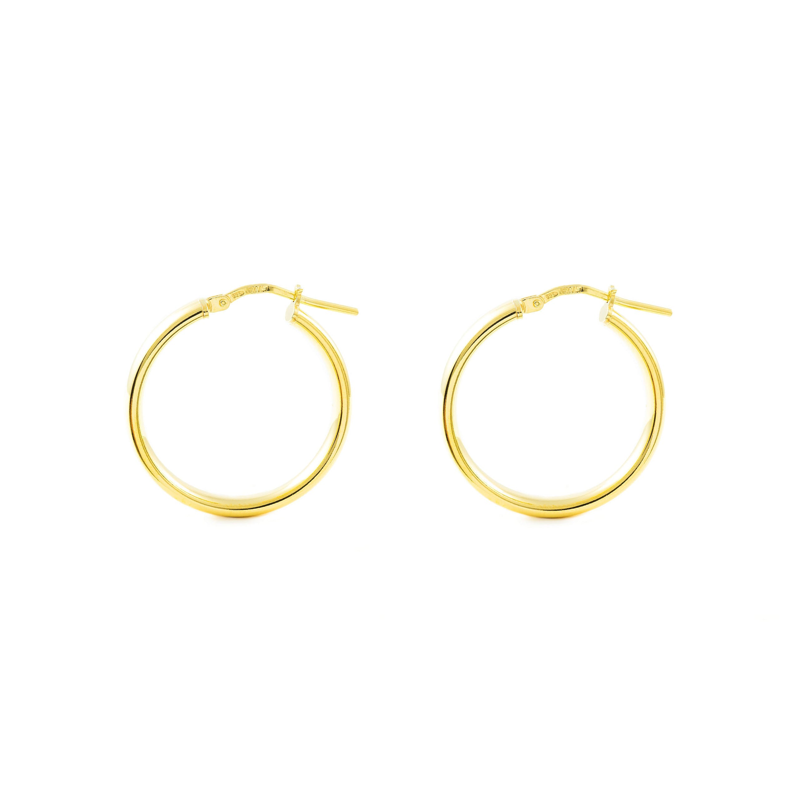 Pendientes Plata Aros dorados media caña 19x4 mm