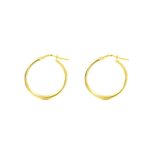 Pendientes Plata Aros dorados media caña 19x4 mm