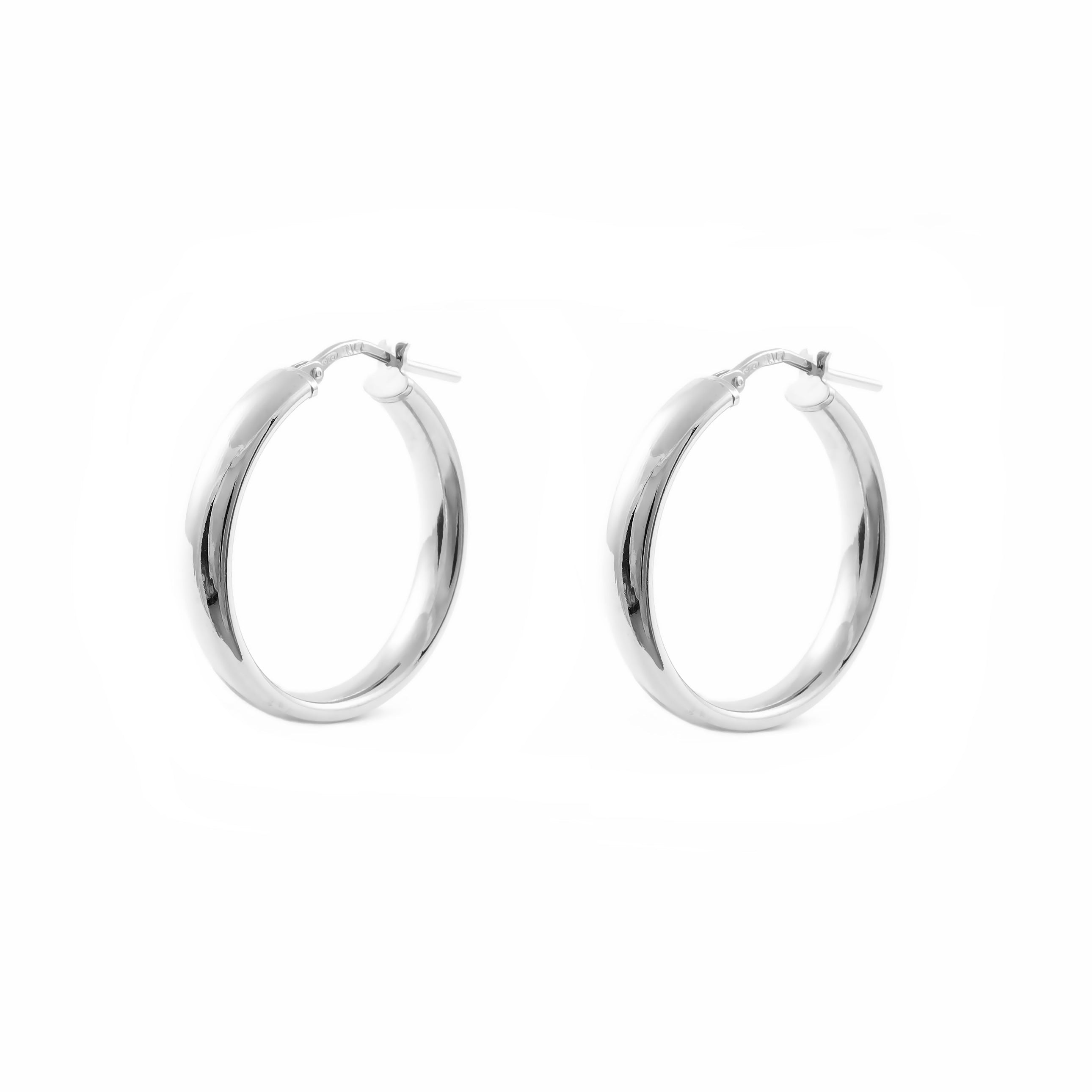 Pendientes Plata de Ley Aros Media Caña Brillo 19 x 4 mm