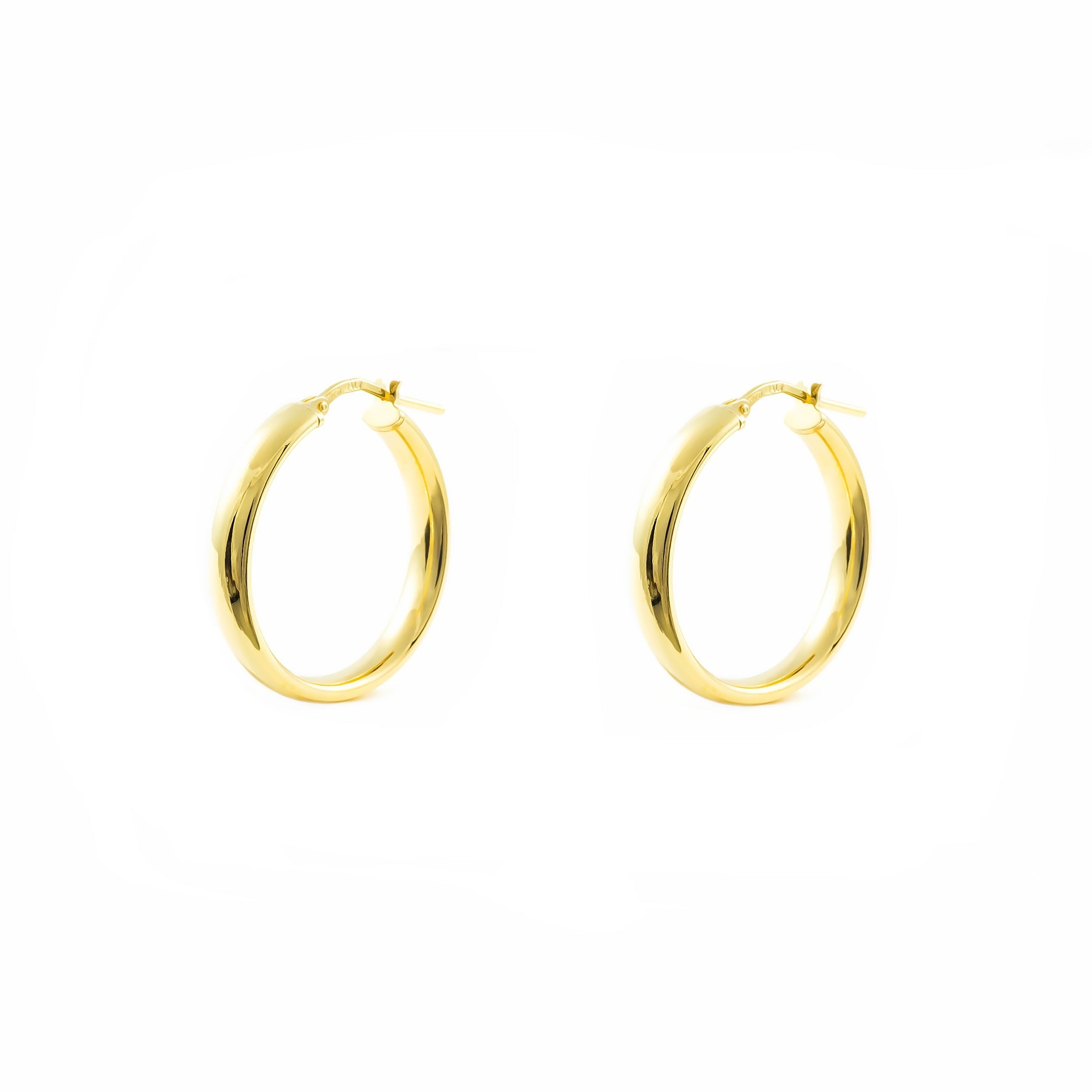 Pendientes Plata de Ley Dorado Aros Media Caña Brillo 16 x 4 mm
