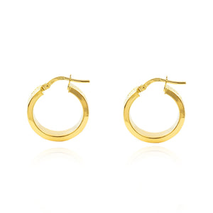 Pendientes Plata Aros dorados greca 19x4 mm