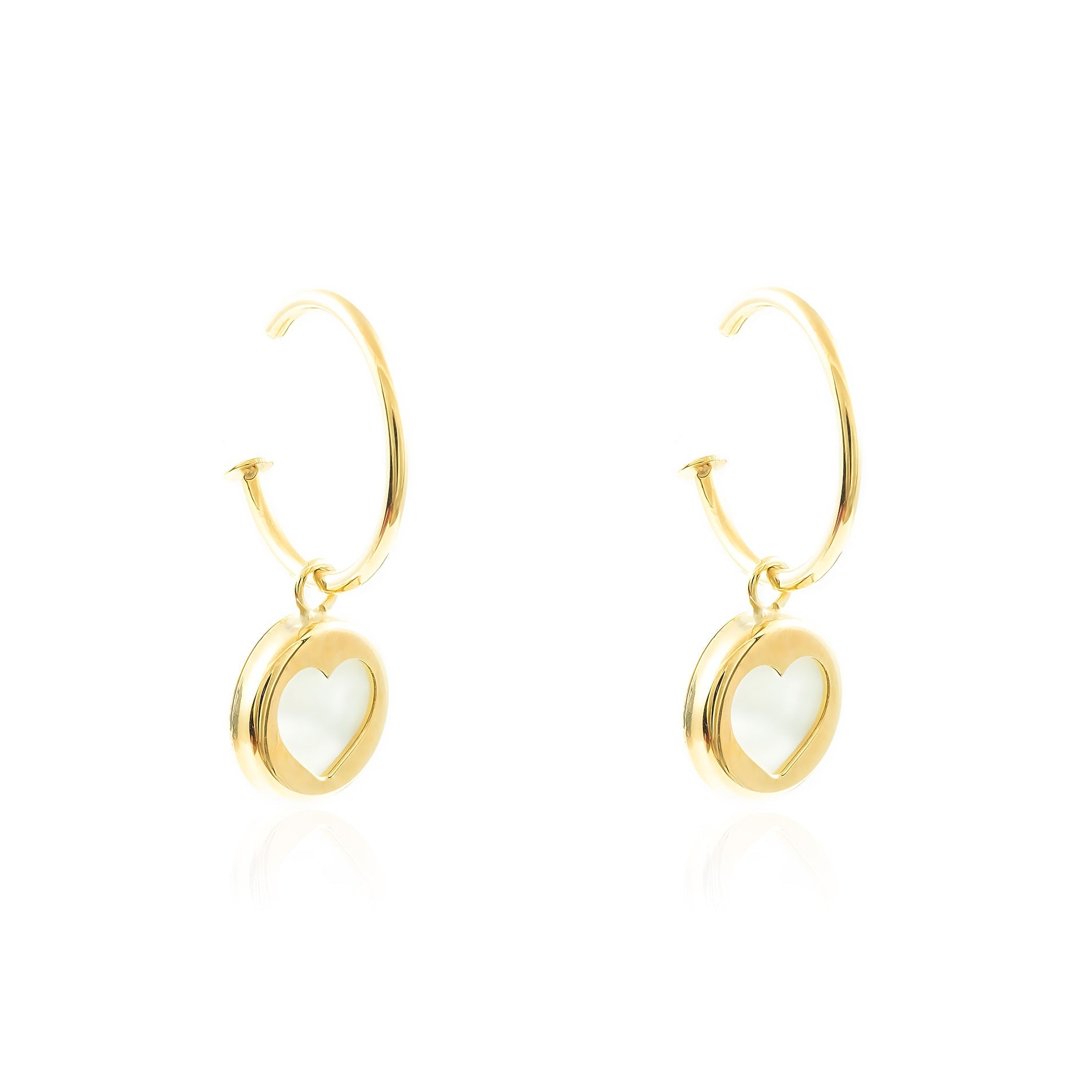Pendientes Mujer-Niña Oro Amarillo 9K Nacar Corazón Brillo