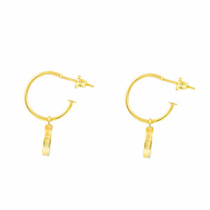 Pendientes Oro aro con corazón calado en nácar (9Kts)