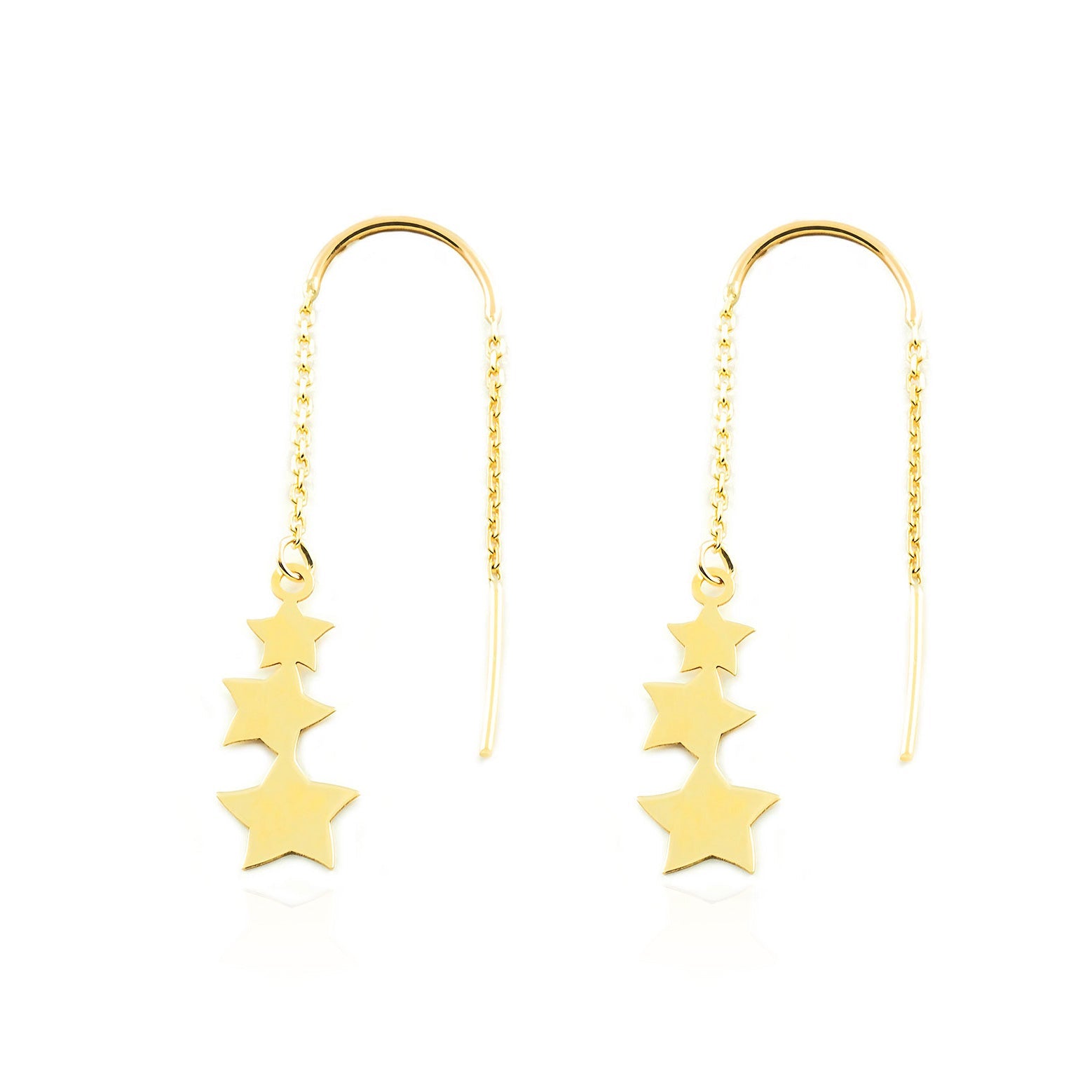 Pendientes Mujer Oro Amarillo 9K Estrella Brillo