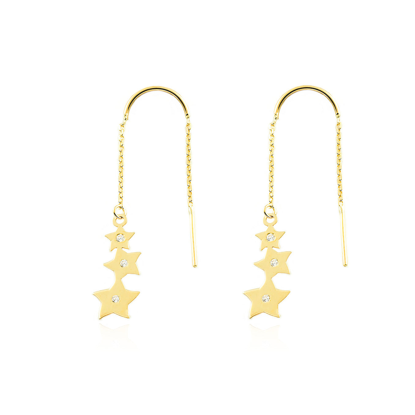 Pendientes Mujer Oro Amarillo 9K Estrellas Circonitas Brillo