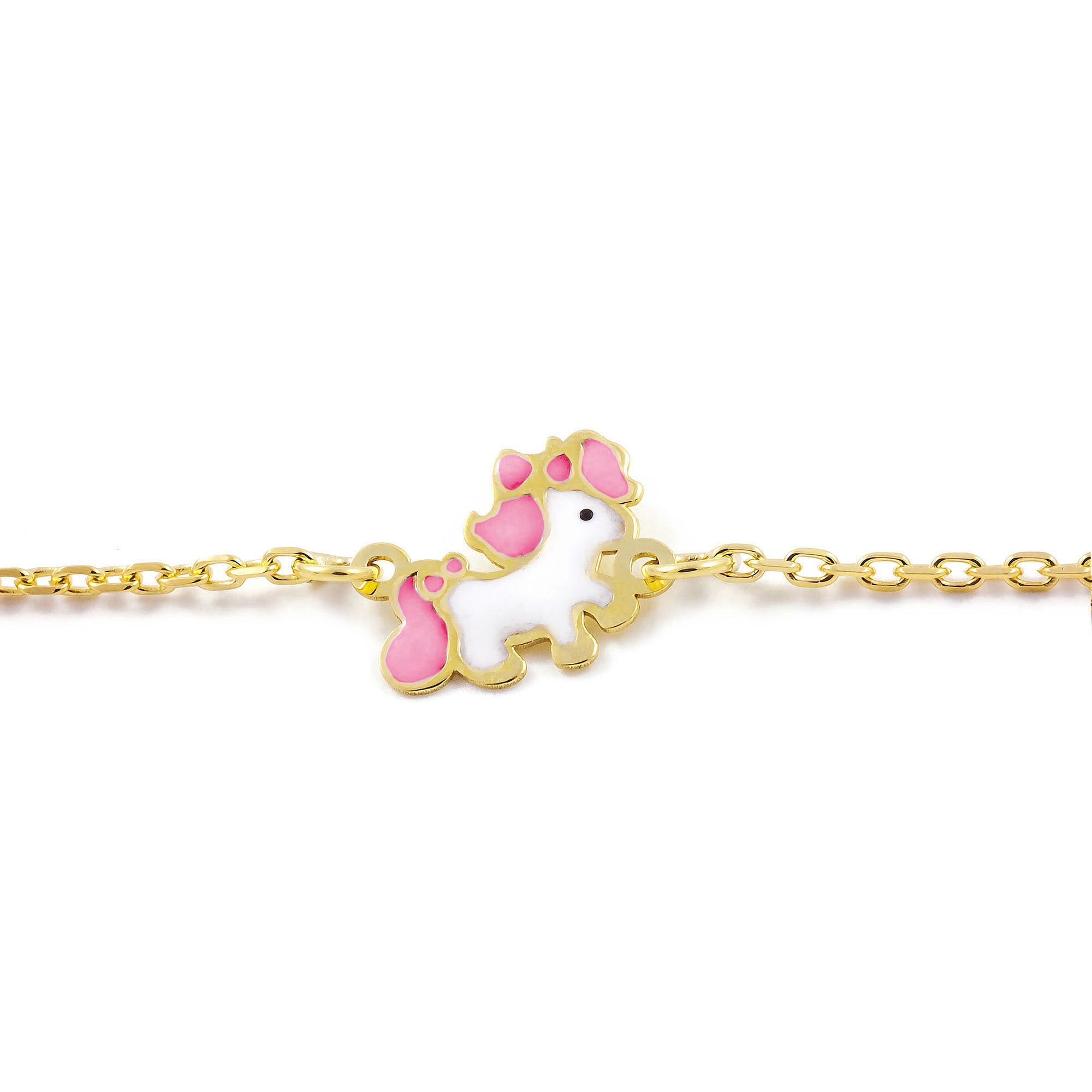 Pulsera Oro niña unicornios Esmalte (9kts)