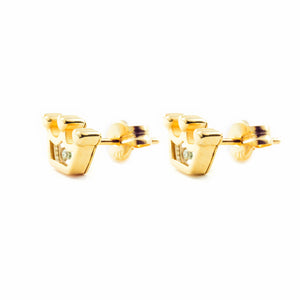 Pendientes oro corona fondo transparente Circonitas (9 Kts).