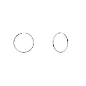 Pendientes Mujer oro blanco Aros lisos 18x1,5 mm