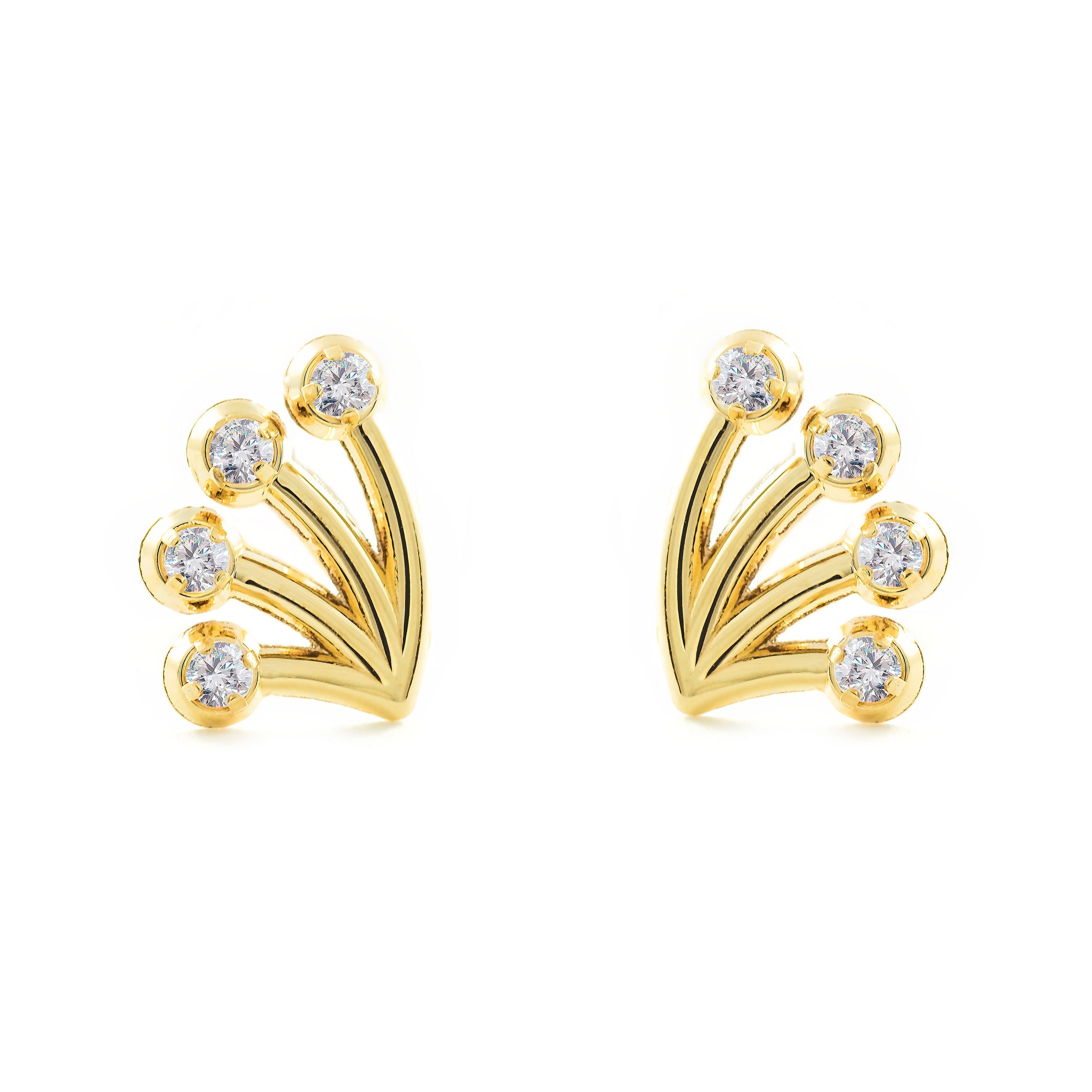 Pendientes Mujer-Niña Oro Amarillo 9K Trepador Flor Circonitas Brillo