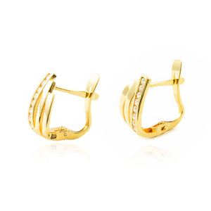 Pendientes Niña Oro Amarillo bandas con Circonitas (9kts)