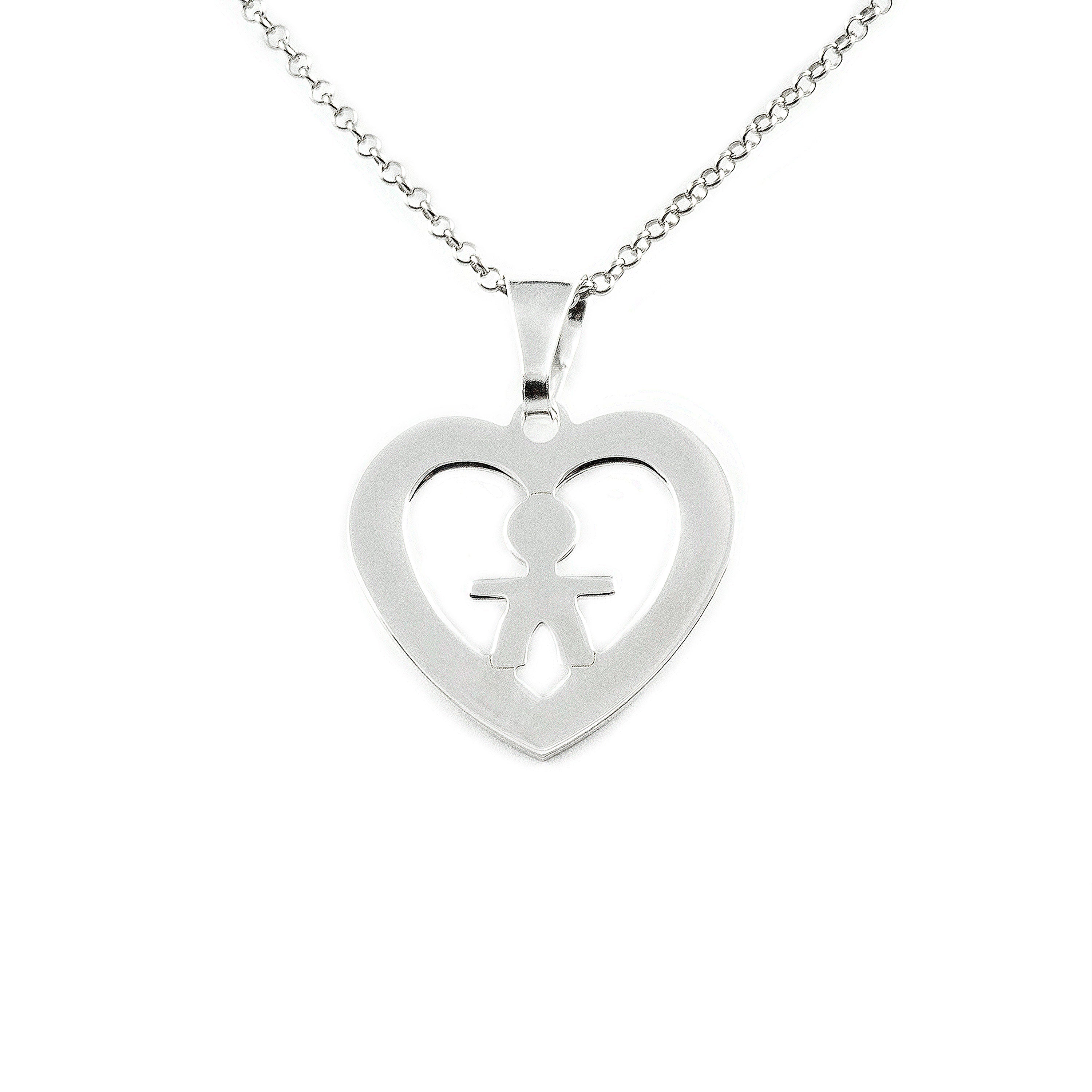 Collar Plata Corazón con niño