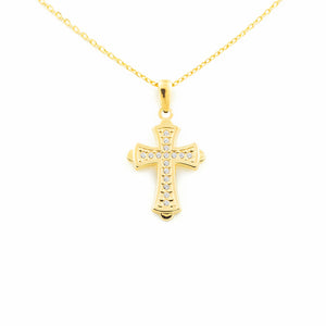 Cruz oro rectangular con circonitas (9kts)