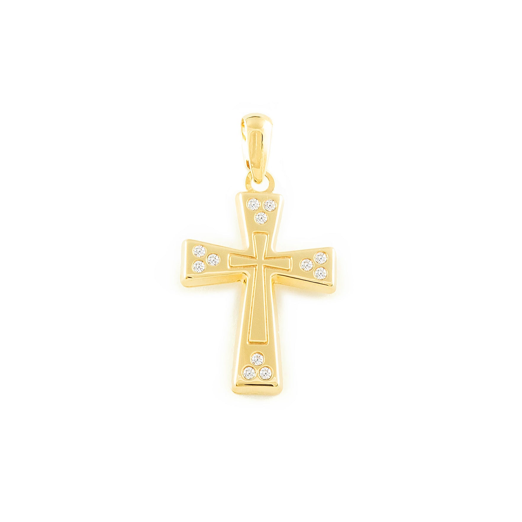 Cruz Oro Amarillo 9K Rectangular Circonitas Brillo 20 x 13 mm