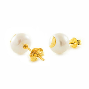 Pendientes niña oro amarillo Perla Luna en brillo