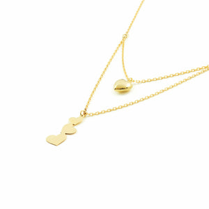 Collar oro doble corazones (9Kts)