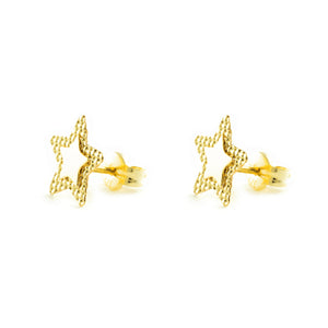 Pendientes Oro Niña Estrella con texturas (9kts)