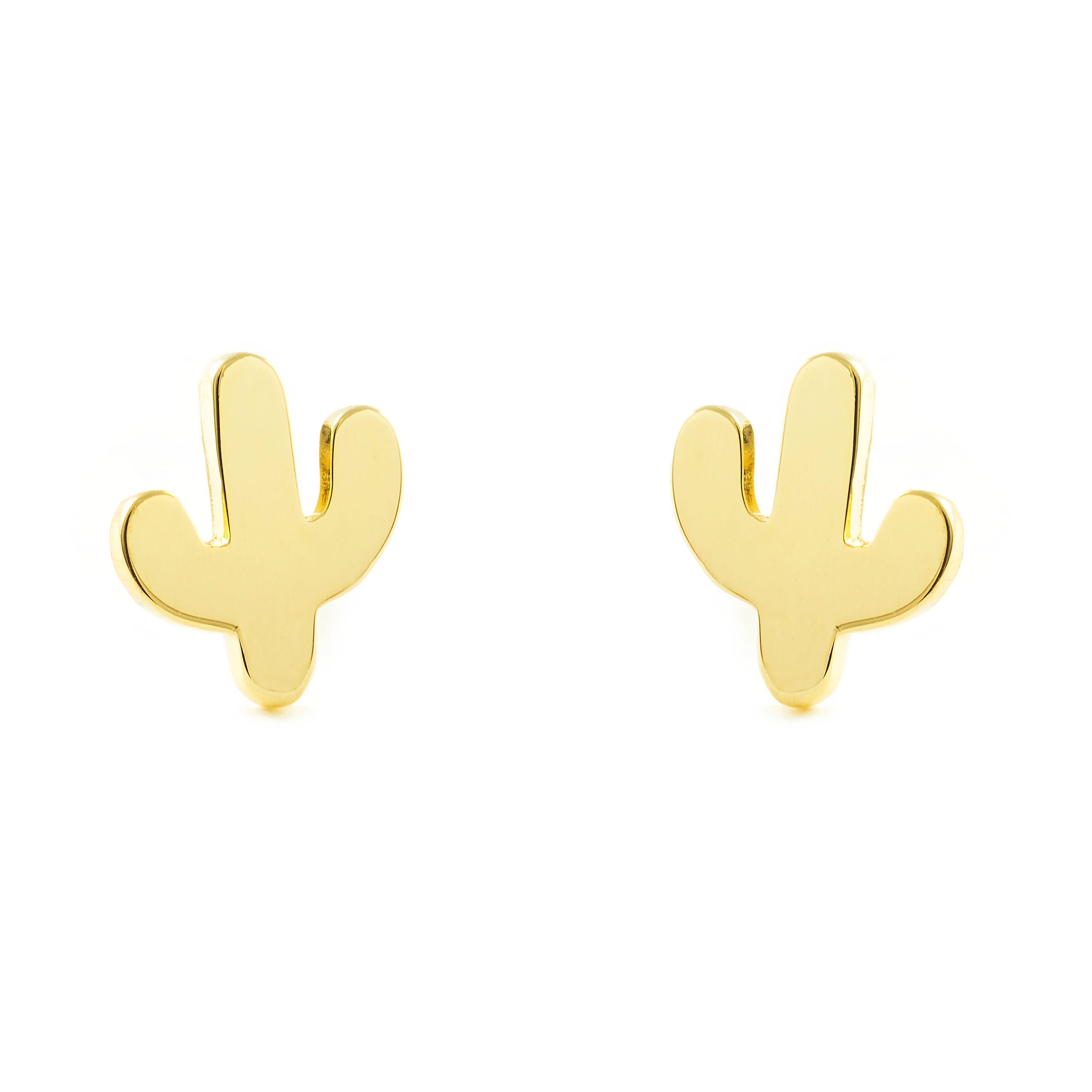 Pendientes Mujer-Niña Oro Amarillo 9K Liso Cactus Brillo