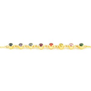 Pulsera Oro Amarillo chatón 3 mm piedras color (9kts)