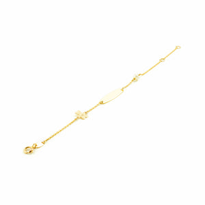 Pulsera Esclava Oro niña con oso y perla 4 mm (9kts)